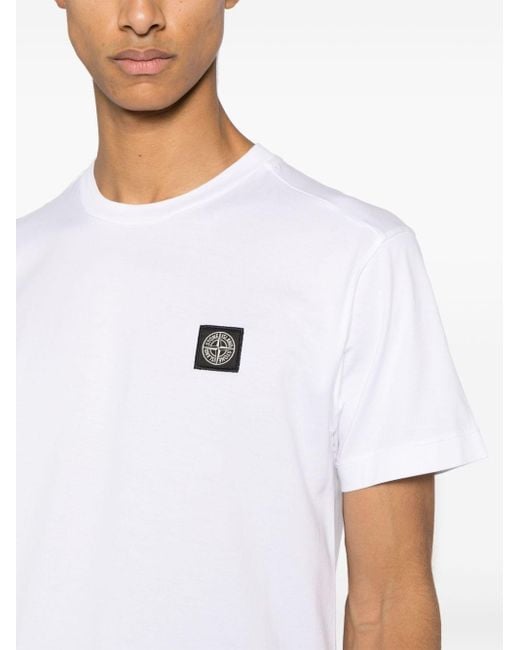 Stone Island T-Shirt mit Kompass-Applikation in White für Herren