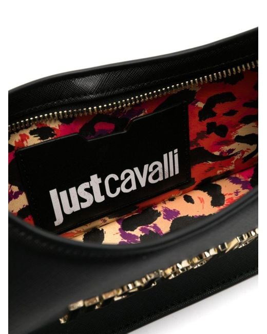 Borsa a spalla con placca logo di Just Cavalli in Black