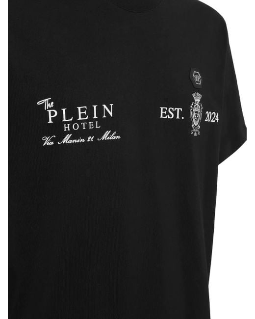 Philipp Plein Black Graphic-Print Short-Sleeve T-Shirt for men