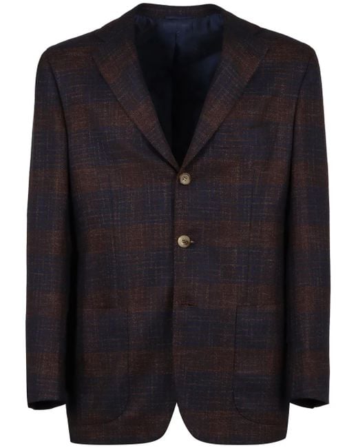 Kiton Black Check-Pattern Blazer for men
