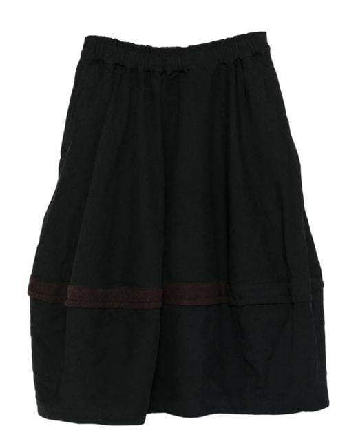 COMME DES GARÇON BLACK Midi-Rok Met Elastische Taille En Vlakken in het Black