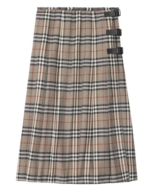 Jupe En Laine À Coupe Mi-Longue Burberry en coloris Gray