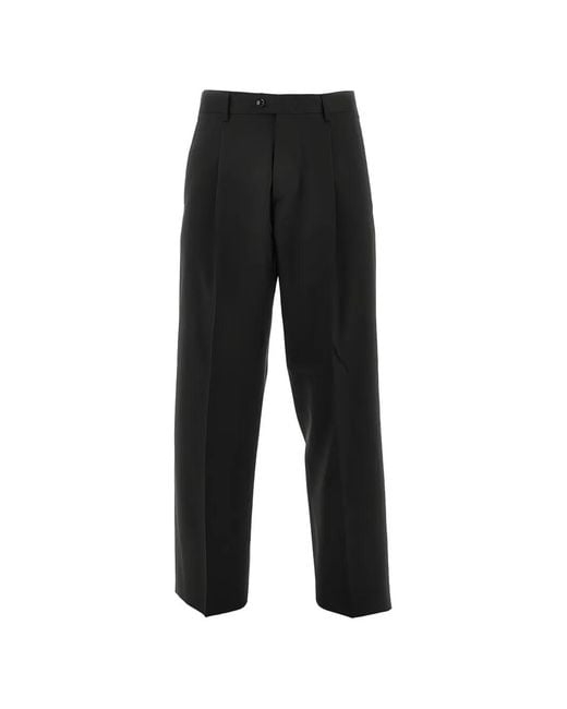 BRERAS Milano Black Orazio Pleated Virgin-Wool Trousers for men