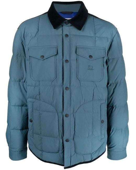 Woolrich Blue Quilted Press-Stud Fastening Jacket for men