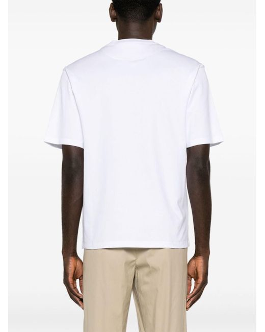 Prada White Triangle Logo-patch Cotton T-shirt for men
