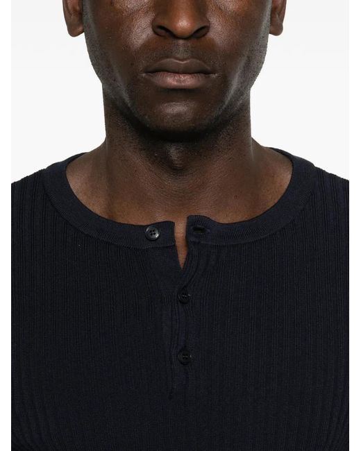 Diana Studio Blue Quarter-Button Sweater for men