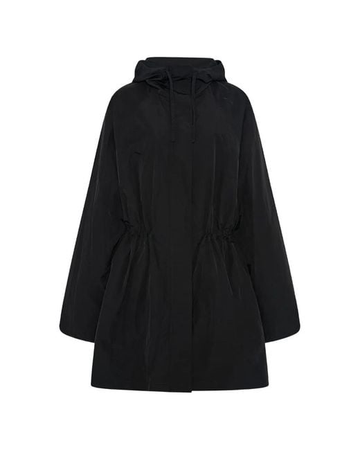 Another Tomorrow Black Hooded Drawstring Anorak