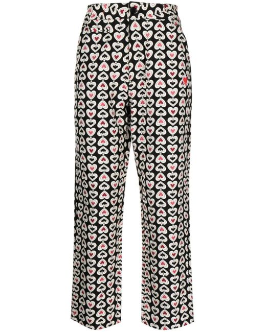 Clot Black Graphic-Print Straight-Leg Trousers for men