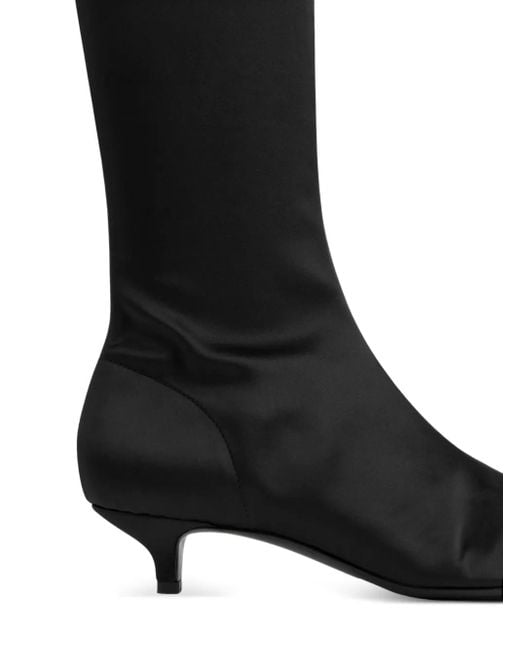 Totême Black 40Mm Satin Knee-High Boots
