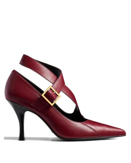 Khaite Red 85Mm Sloan Buckle Strap Pumps