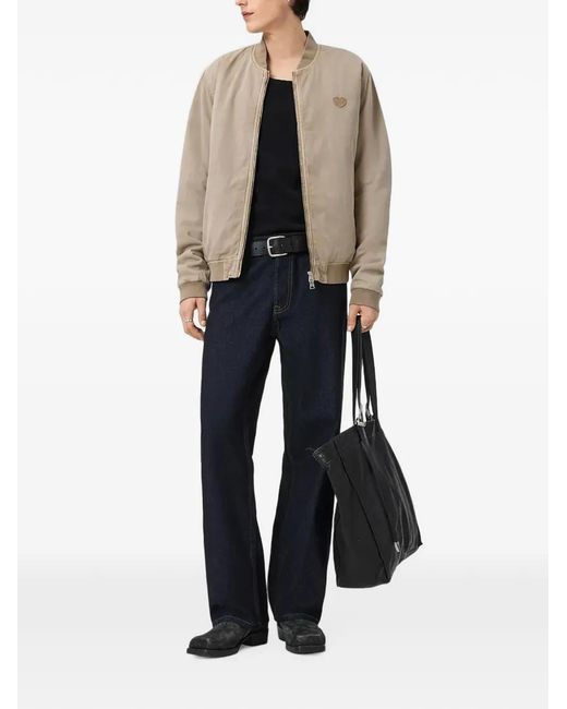 AllSaints Black Forres Heart-Patch Bomber Jacket for men