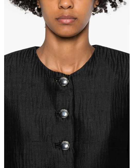 Brandon Maxwell Black Single-Breasted Button-Front Jacket