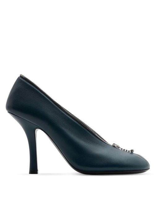 Burberry Blue Baby Zip 100mm Leather Pumps
