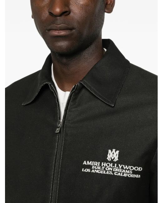 Amiri Black Logo-Print Overshirt for men