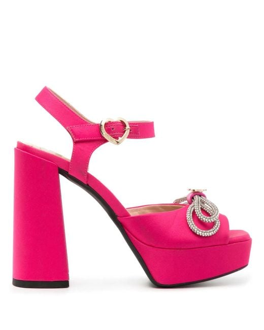 Love Moschino Pink 130Mm Logo-Plaque Bow Sandals