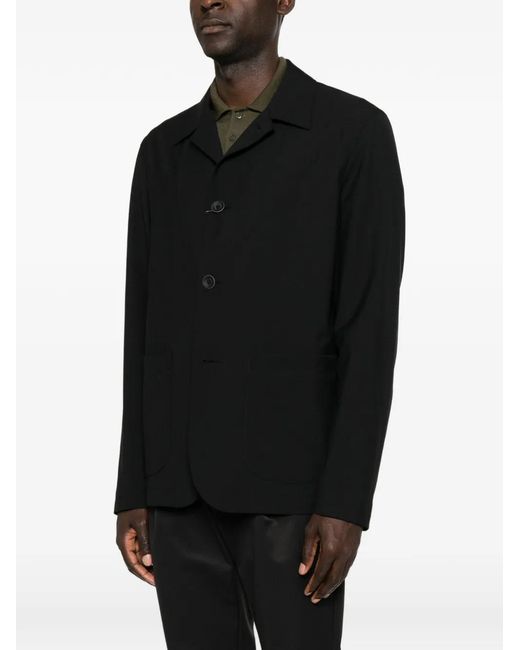 Herno Black Button-Fastening Patch-Pocket Overshirt for men