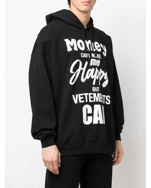 Vetements Black Graphic-Print Cotton Hoodie