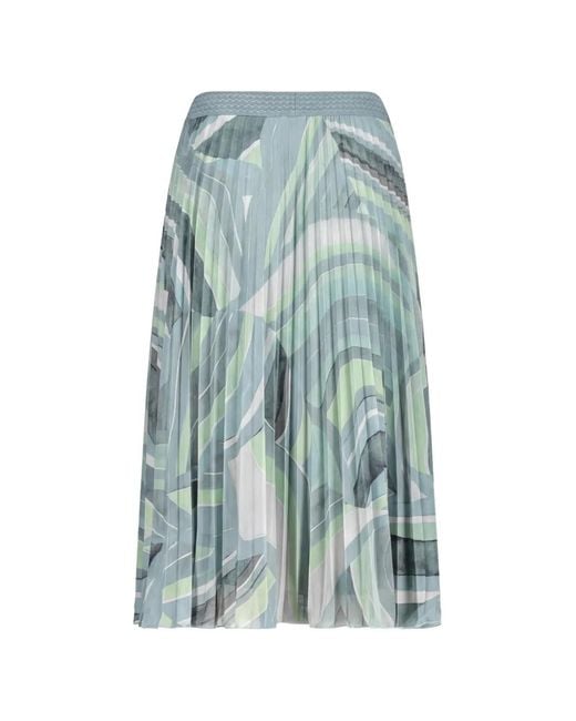 Betty Barclay Blue Abstract-Print Pleated Skirt