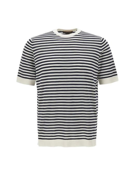 FILIPPO DE LAURENTIIS White Striped Ribbed T-Shirt for men