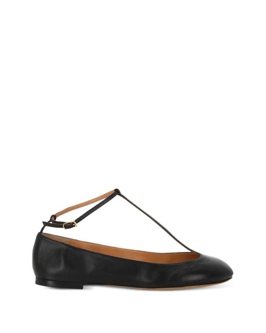 Odissi Black T-Strap Ballet Flats