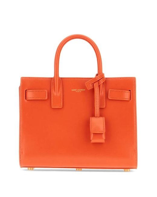 Saint Laurent Orange Leather Top-Handles Tote Bag