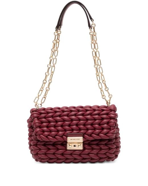Michael Kors Tribeca Braided ショルダーバッグ L Red