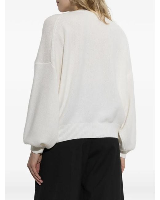 Lisa Yang White Veira Balloon-Sleeve Sweater
