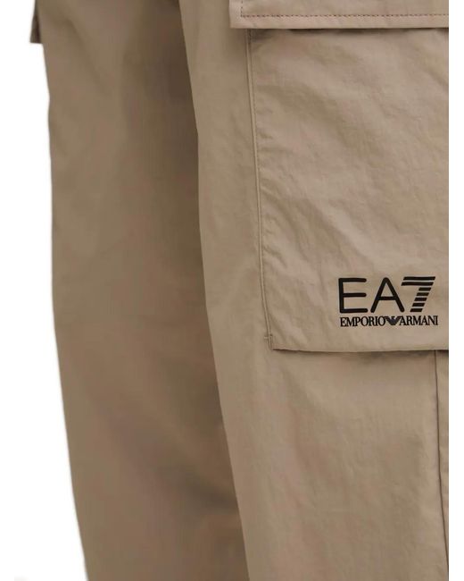 EA7 Natural Logo-Print Cargo Pants for men