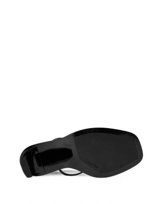 Calvin Klein White Calf Leather Square-Toe Sandals