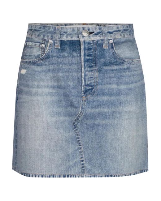 Rag & Bone Blue Stretch-Cotton Distressed Denim Skirt