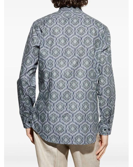 Etro Blue Patterned Shirt for men