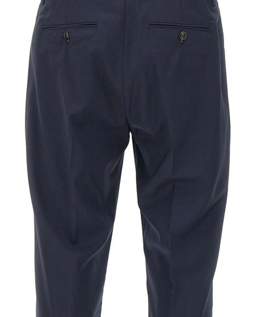 Pal Zileri Blue Front Pleats Button Trousers for men