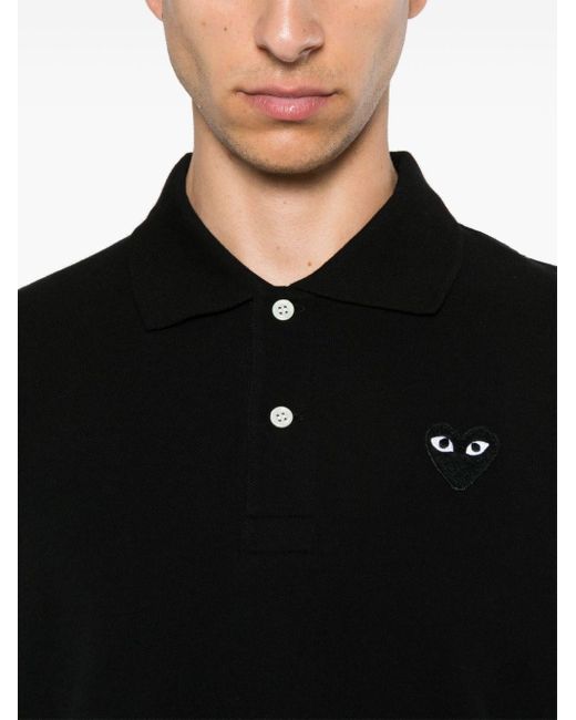 COMME DES GARÇONS PLAY Black Heart-patch Cotton Polo Shirt for men