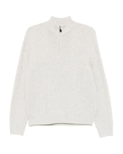 CROQUIS White Half-High Collar Long-Sleeved Sweatshirt for men
