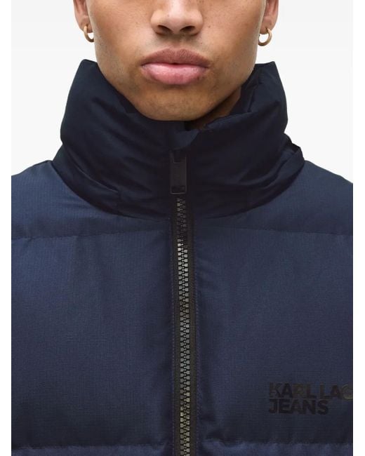 Karl Lagerfeld Blue Structured Giubbino Jacket With Ribbed Details for men