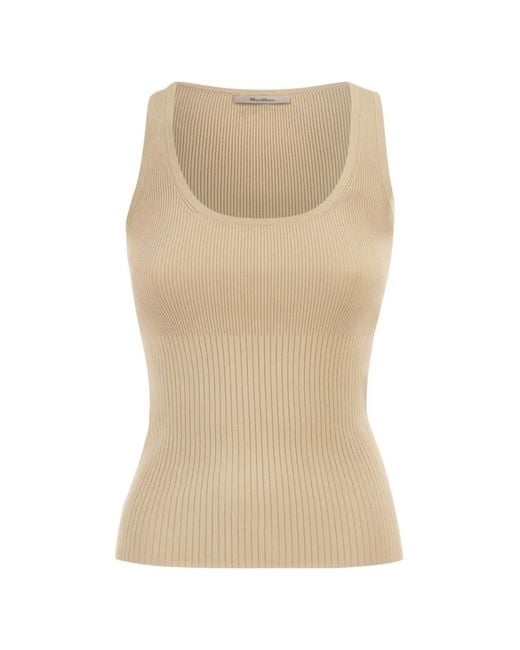 Max Mara Natural Ribbed-Knit Top