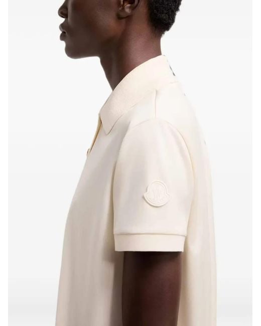 Moncler White Logo-Patch Polo Shirt