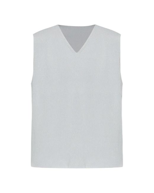 Homme Plissé Issey Miyake V-Neck Pleated Vest in White for Men | Lyst