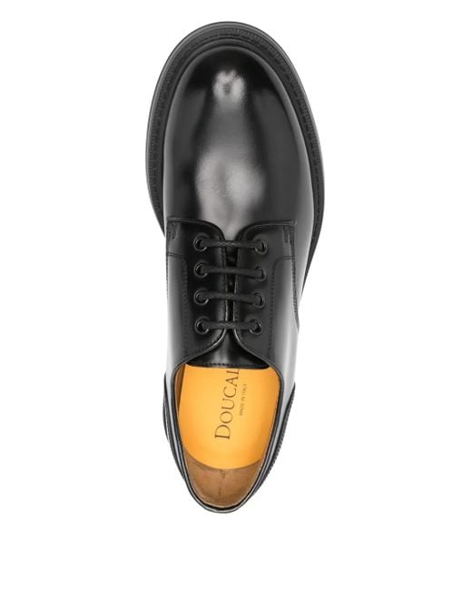 Doucal's Black Lace-Up Leather Derby Shoes for men