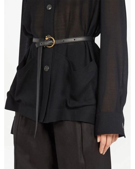 Ferragamo Black Belted-Waist Jacket