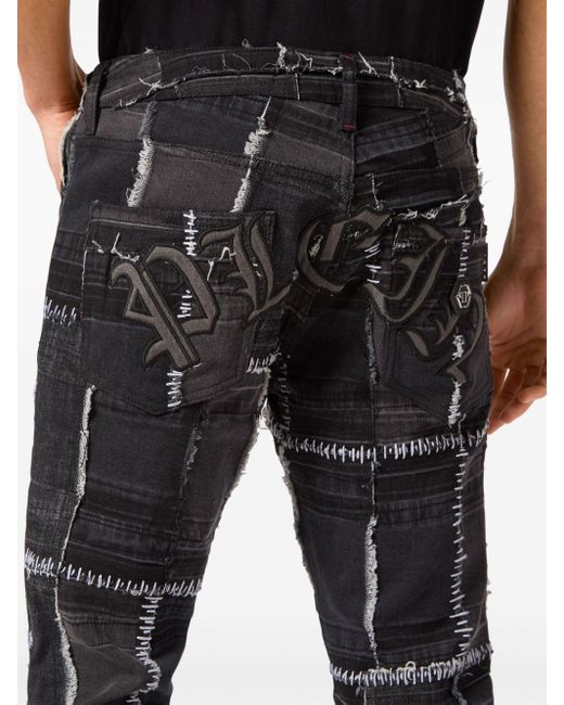 Jeans dritti con design patchwork di Philipp Plein in Gray da Uomo