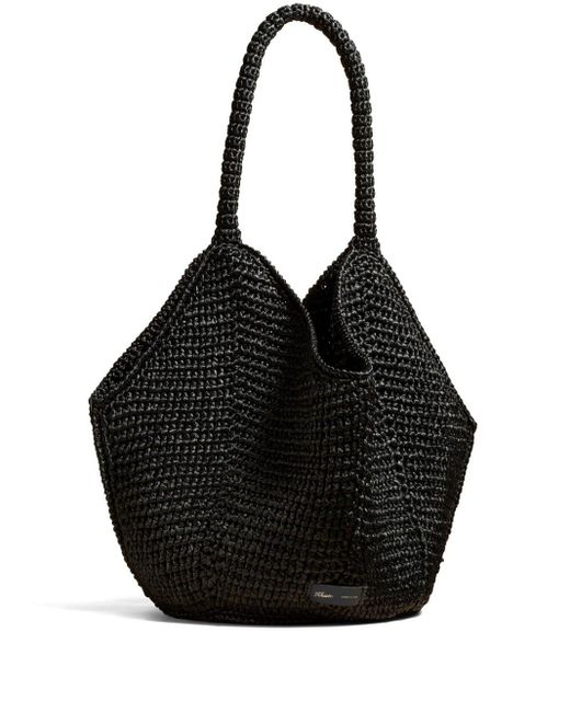 Khaite Black Medium Lotus Raffia Tote Bag