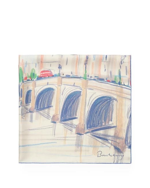 Burberry Blue London Silk Scarf