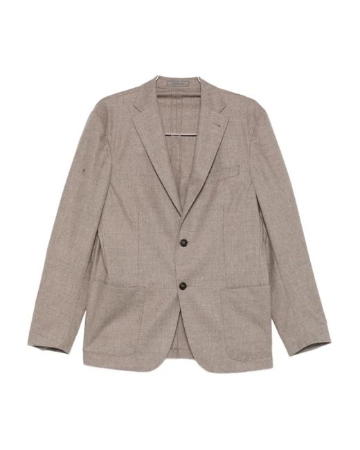 Corneliani Gray Notched-Lapels Pocketed Jacket for men