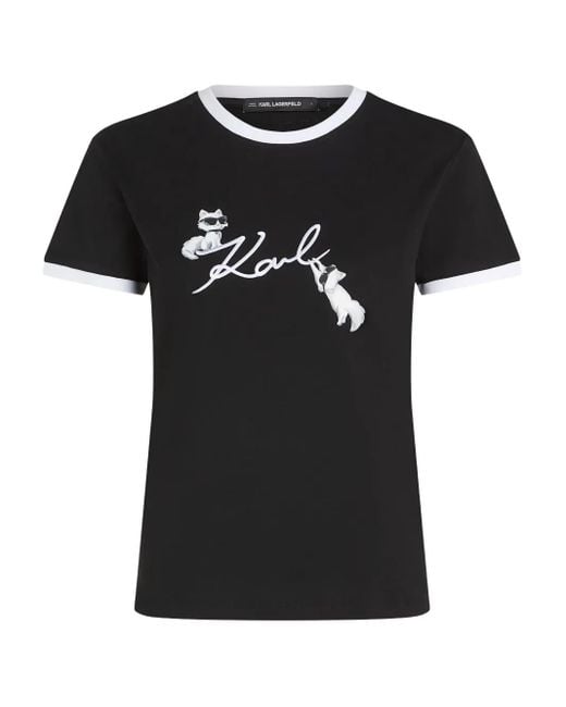 Karl Lagerfeld Black Ikon Choupette Signature T-Shirt