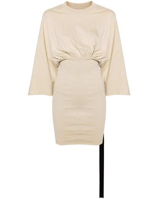 Rick Owens Natural Cinched Tommy Ruched Minidress