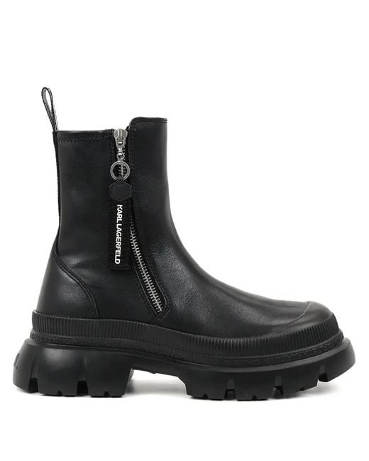 Karl Lagerfeld Black Zip-Detail Chunky Sole Boots