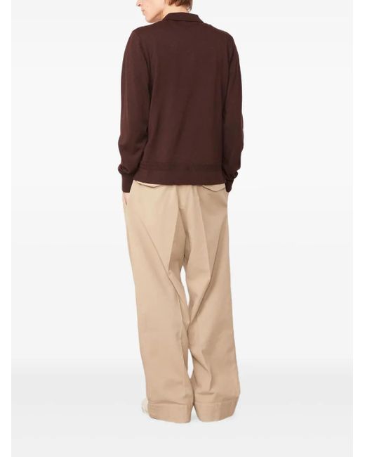 Officine Generale Brown Long-sleeve Ribbed Polo Shirt for men