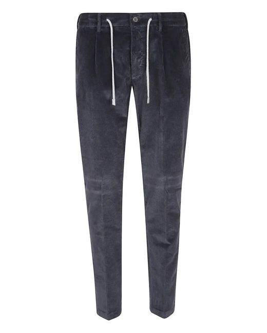 Eleventy Blue Drawstring Corduroy Trousers for men