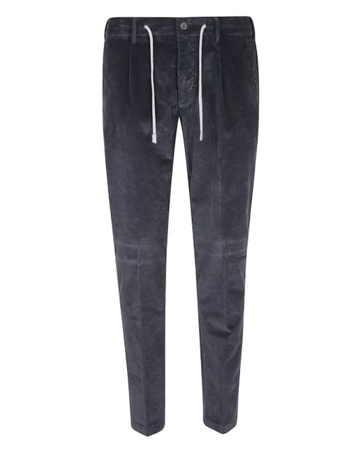 Eleventy Blue Drawstring Corduroy Trousers for men